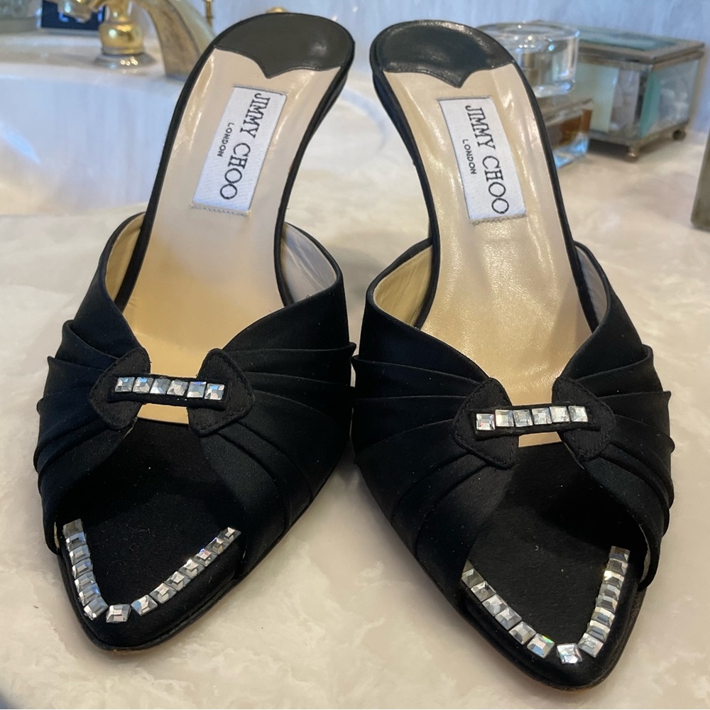 Jimmy Choo Evening Shoes, black w/ crystals. Excellent condition! Size 8.5/39.5 - Picture 4 of 15
